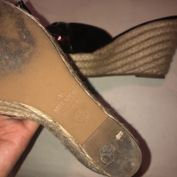 Valentino Black Patent Leather Bow Women Wedges - Picture 4 of 5